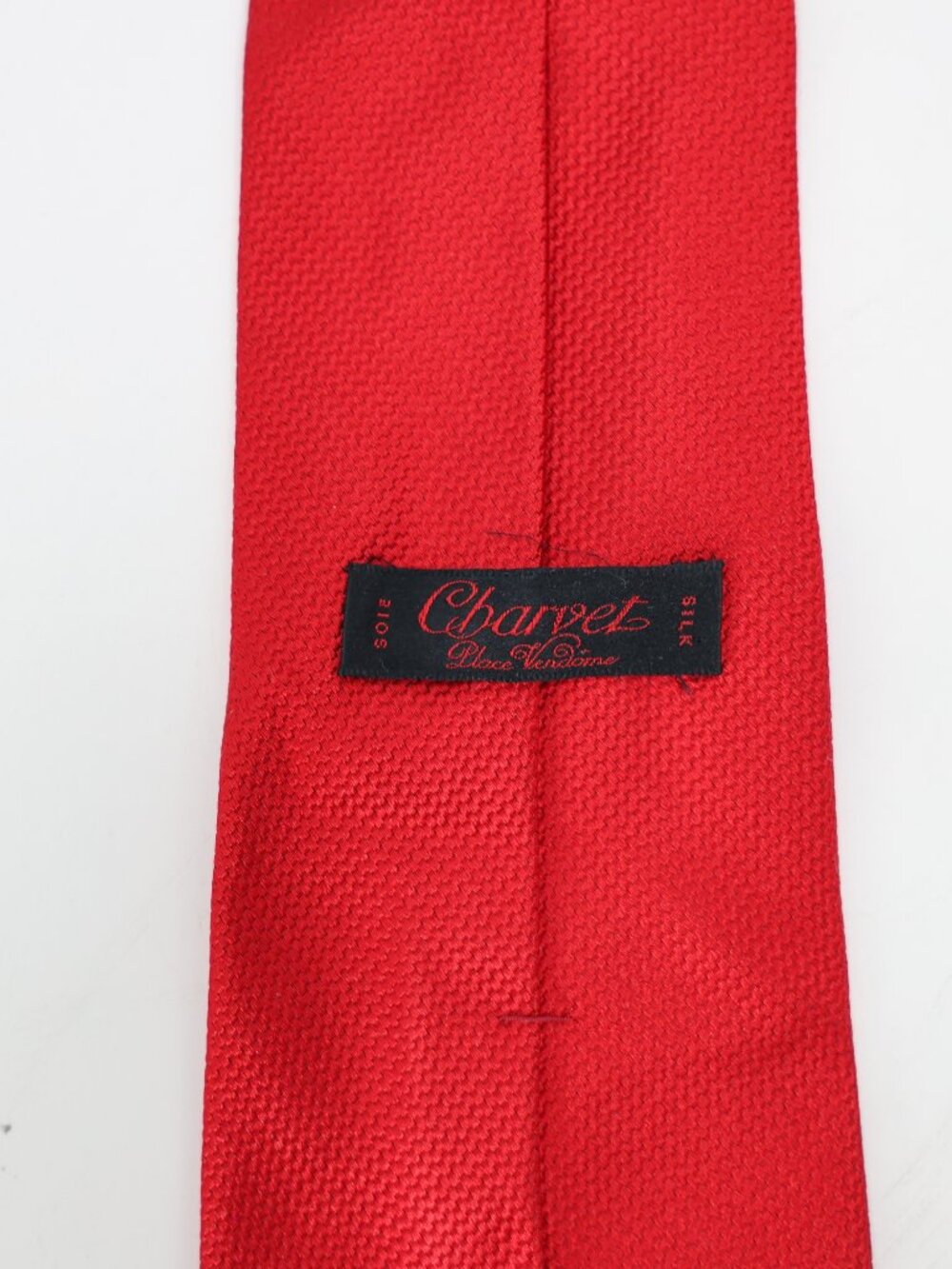 Charvet Place Vendome Tie Mens W4 L56 Silk Red Textured Made In France